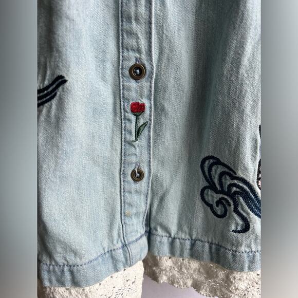 ANTHROPOLOGIE HOLDING HORSES CHAMBRAY DENIM EMBROIDERED BUTTON DOWN XS - Picture 7 of 11